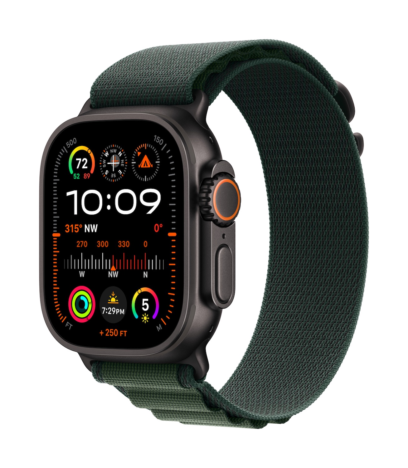 Watch Ultra 2 49mm Black Titanium - Dark Green Alpine Loop M