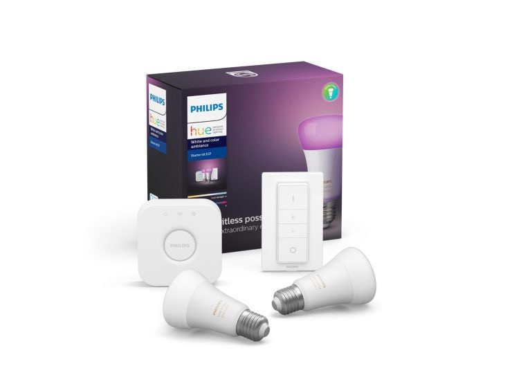 Philips Hue Starter Kit: 2 x E27 Bulbs - Hue Bridge - Dimmer switch